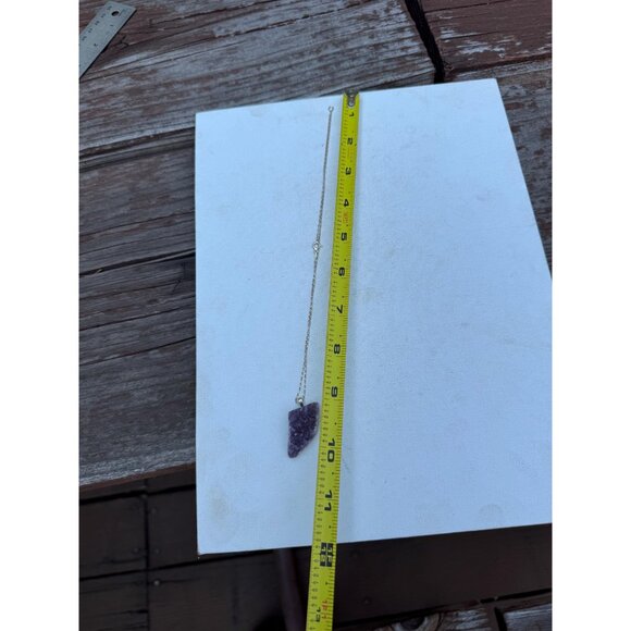Amethyst Druzy Crystal Pendant Necklace Sterling Silver Chain - New Old Stock - Picture 6 of 6